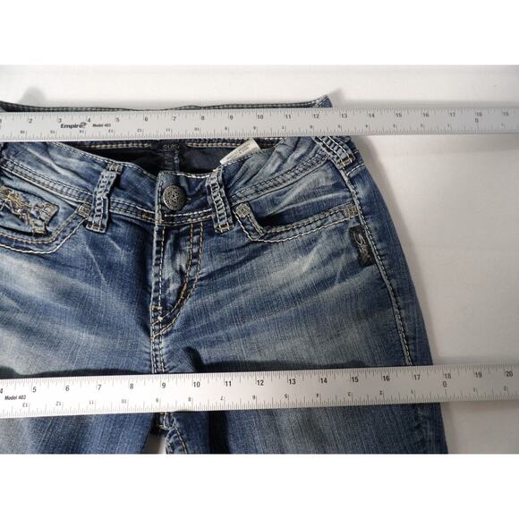 Suki Mid Slim Boot Jeans 26x31 Dark Wash Jewels Bling Pockets Y2K Rockabilly Vtg - Picture 7 of 16